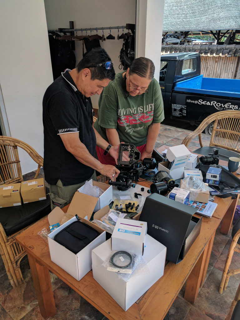 Andy from Ocean Pixel with Kat setting up new camera